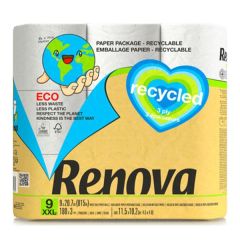 Papel Higiénico Renova 100% Reciclado 3 Hojas 9 Rollos
